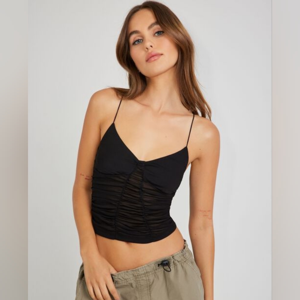Garage Sheer Ruched Cami Top